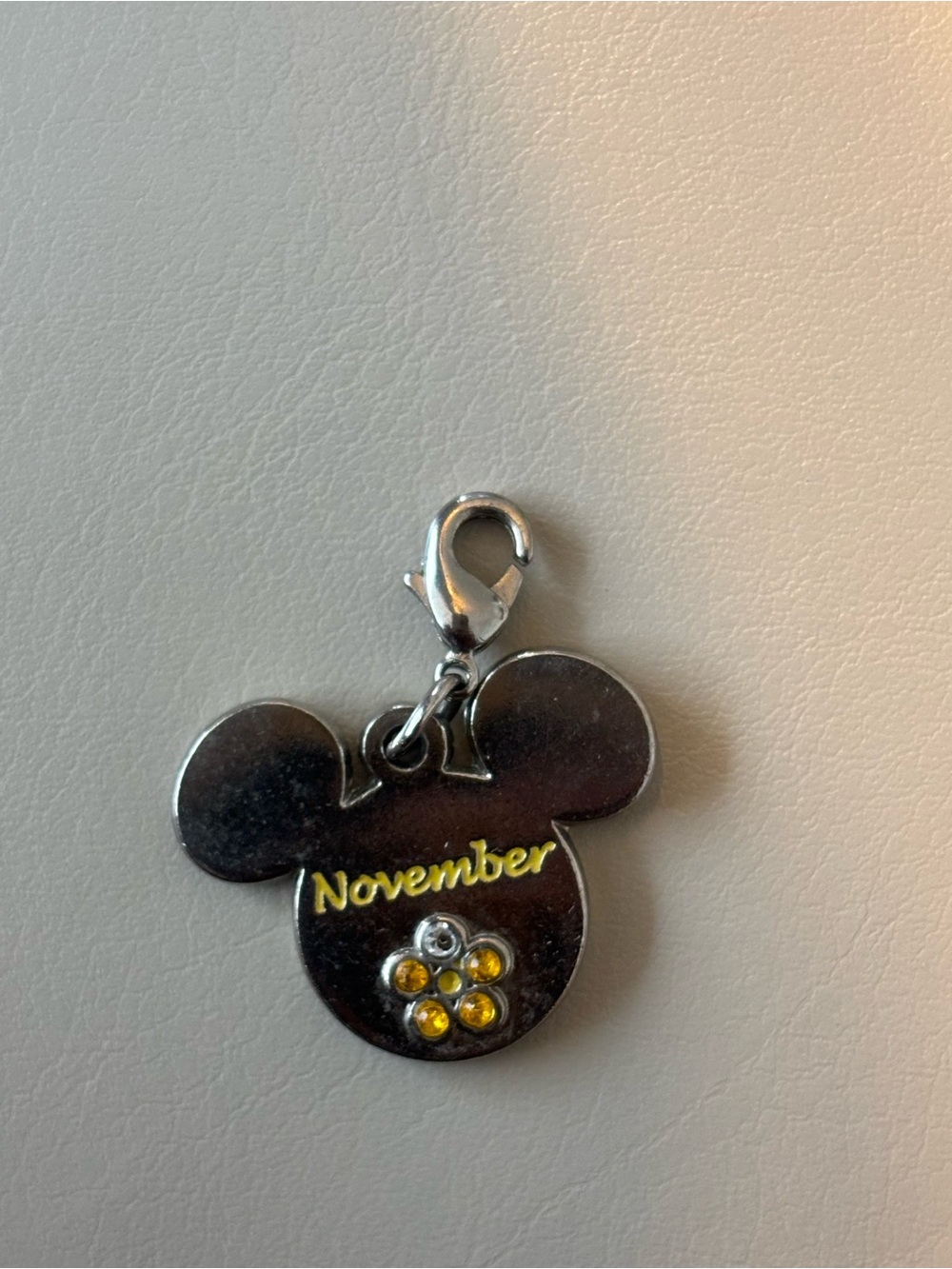 Disney Silver Mickey November Charm with Yellow Accents